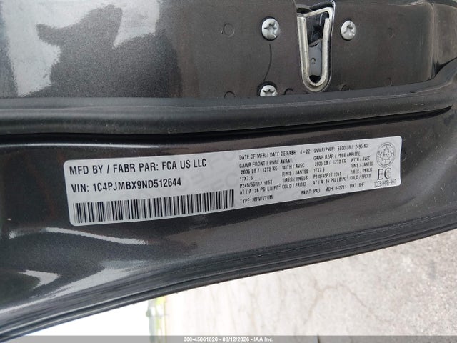 Продажа на аукционе авто 2022 Jeep Cherokee Trailhawk, vin: 1C4PJMBX9ND512644, номер лота: 45861620