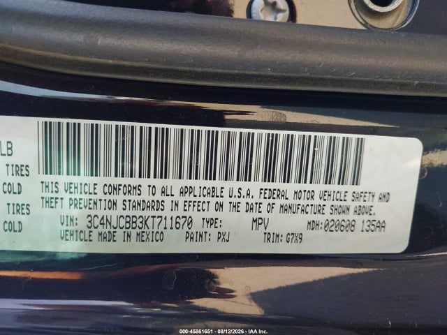 45861651 :رقم المزاد ، 3C4NJCBB3KT711670 vin ، 2019 Jeep Compass Latitude Fwd مزاد بيع