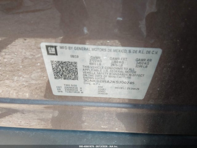 Продаж на аукціоні авто 2019 Chevrolet Blazer, vin: 3GNKBBRA2KS700745, номер лоту: 45861676