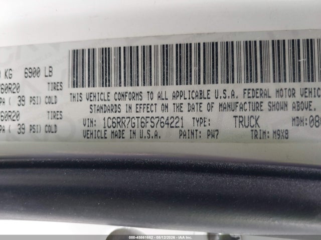 Продажа на аукционе авто 2015 Ram 1500 Big Horn, vin: 1C6RR7GT6FS764221, номер лота: 45861682