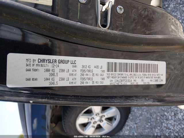 2015 Jeep Compass Sport მანქანა იყიდება აუქციონზე, vin: 1C4NJCBA7FD219310, აუქციონის ნომერი: 45861746