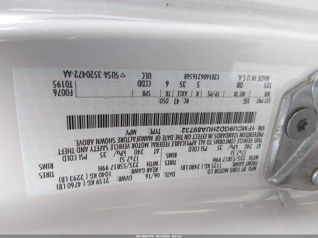 45861878 :رقم المزاد ، 1FMCU9GD2HUA89732 vin ، 2017 Ford Escape Se مزاد بيع