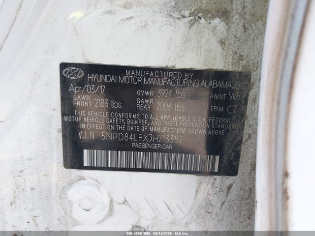 Продажа на аукционе авто 2018 Hyundai Elantra Sel, vin: 5NPD84LFXJH213382, номер лота: 45861895