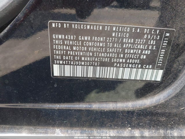 2013 Volkswagen Jetta Gli Autobahn მანქანა იყიდება აუქციონზე, vin: 3VW4T7AJ9DM307787, აუქციონის ნომერი: 45861924