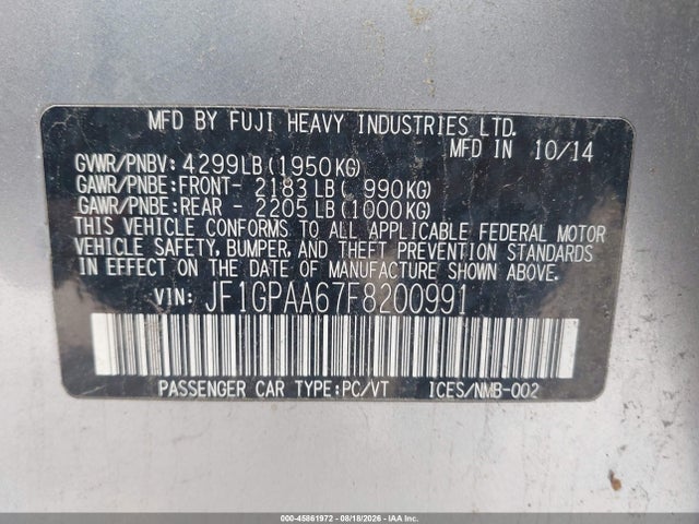 Subaru Impreza 2.0i 2015 JF1GPAA67F8200991 Image 9