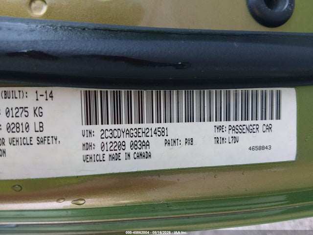 2C3CDYAG3EH214581 Dodge Challenger Sxt