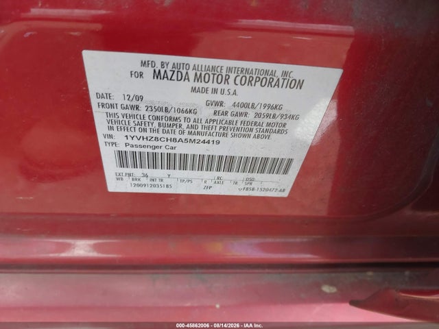 Продаж на аукціоні авто 2010 Mazda Mazda6 I Grand Touring, vin: 1YVHZ8CH8A5M24419, номер лоту: 45862006