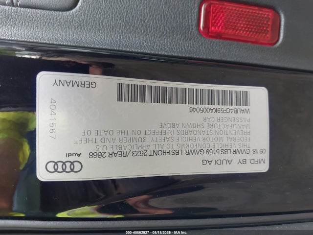 Aukcja sprzedaży 2019 Audi S5 3.0t Premium, vin: WAUB4CF59KA005046, numer aukcji: 45862027