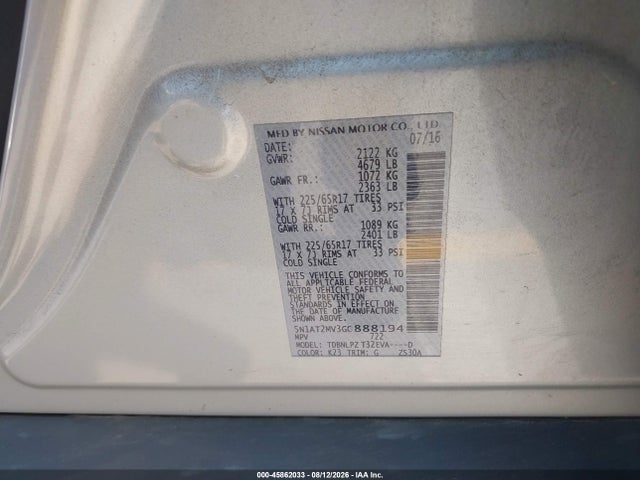 Nissan ROGUE S 2016 5N1AT2MV3GC888194 Image 9