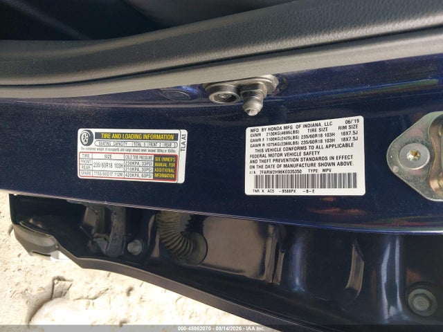 45862070 :رقم المزاد ، 7FARW2H96KE035350 vin ، 2019 Honda Cr-v Touring مزاد بيع