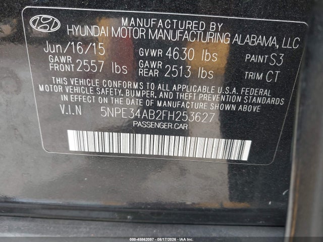 5NPE34AB2FH253627 Hyundai Sonata Limited 2.0t