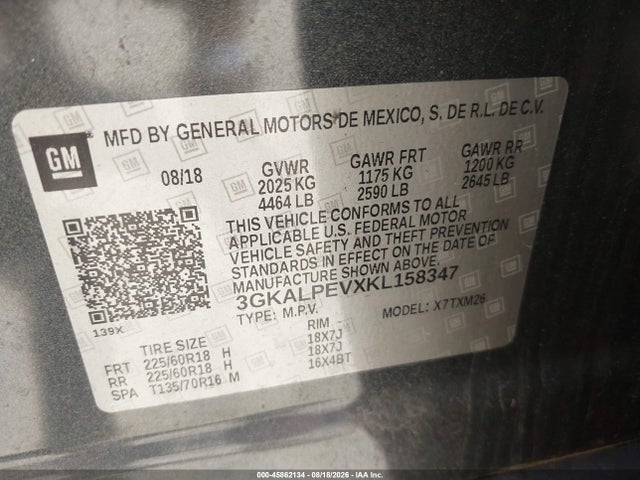 Продаж на аукціоні авто 2019 Gmc Terrain Slt, vin: 3GKALPEVXKL158347, номер лоту: 45862134