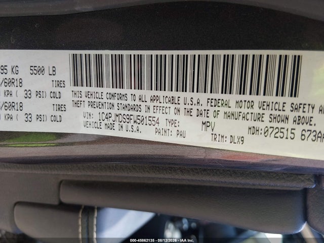 Продаж на аукціоні авто 2015 Jeep Cherokee Limited, vin: 1C4PJMDS9FW501554, номер лоту: 45862135