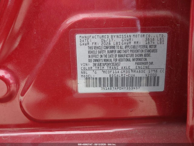 Nissan SENTRA SR 2017 3N1AB7AP0HY353457 Image 9