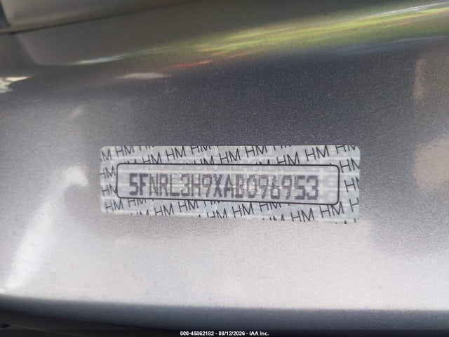 2010 Honda Odyssey Touring მანქანა იყიდება აუქციონზე, vin: 5FNRL3H9XAB096953, აუქციონის ნომერი: 45862182