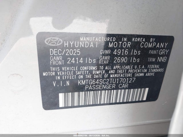 Aukcja sprzedaży 2026 Genesis G70 2.5t Awd, vin: KMTG64SC2TU170127, numer aukcji: 45862194
