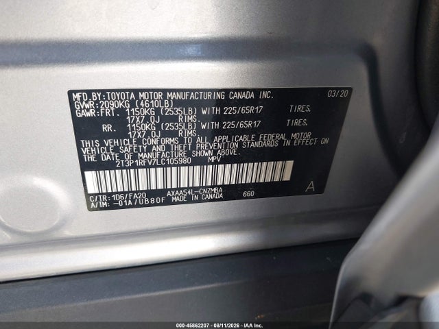 Toyota Rav4 Xle 2020 2T3P1RFV7LC105980 Image 9