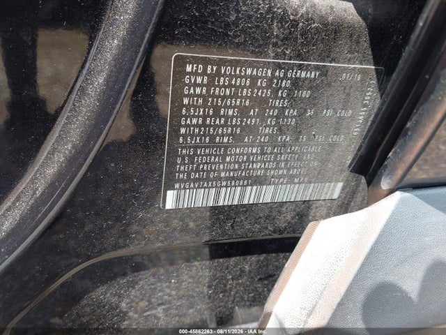 Продажа на аукционе авто 2016 Volkswagen Tiguan S, vin: WVGAV7AX5GW580861, номер лота: 45862263