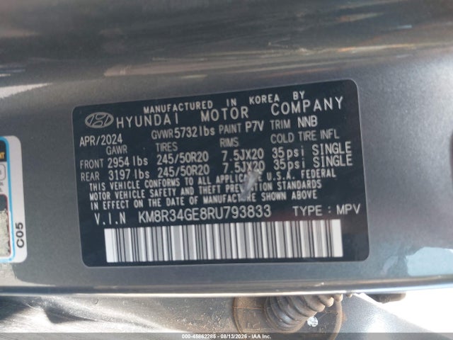 Aukcja sprzedaży 2024 Hyundai Palisade Xrt, vin: KM8R34GE8RU793833, numer aukcji: 45862285