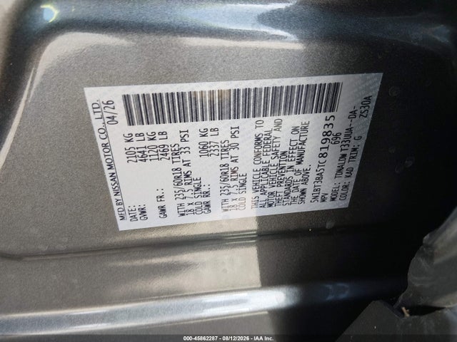 Aukcja sprzedaży 2026 Nissan Rogue Sv, vin: 5N1BT3BA5TC819835, numer aukcji: 45862287