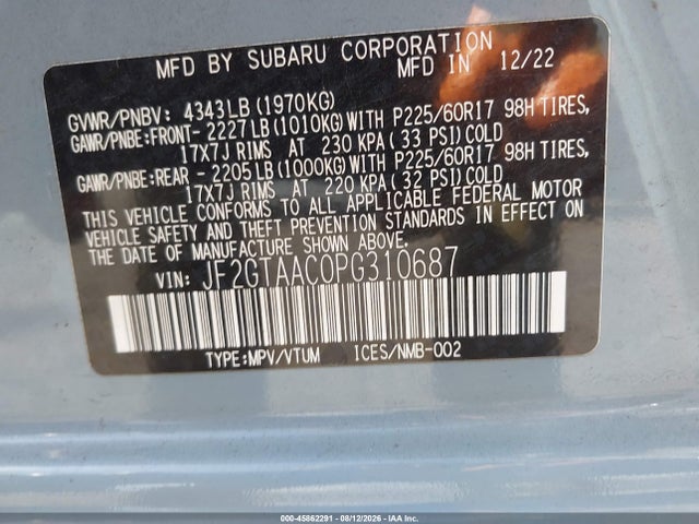 Subaru Crosstrek 2023 JF2GTAAC0PG310687 Image 9