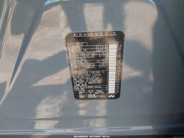 2024 Infiniti Qx55 Luxe Awd მანქანა იყიდება აუქციონზე, vin: 3PCAJ5JR8RF106626, აუქციონის ნომერი: 45862299