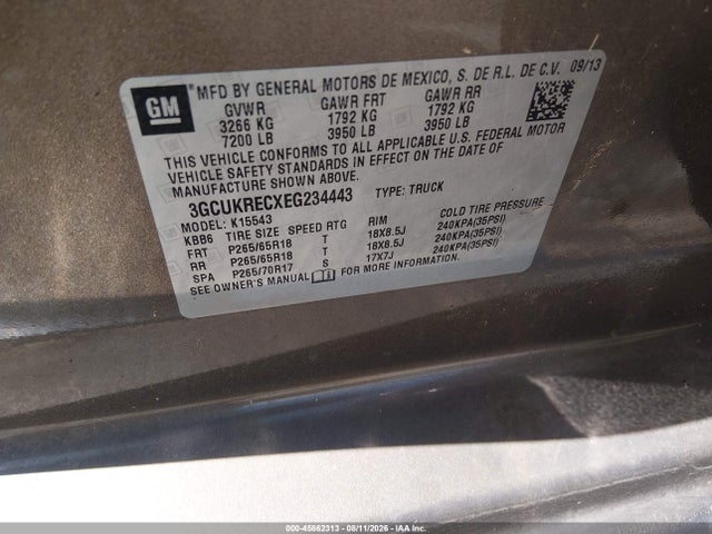 3GCUKRECXEG234443 Chevrolet Silverado 1500 Lt