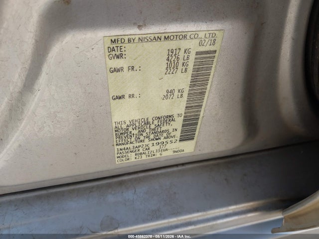 Nissan Altima 2.5 Sv 2018 1N4AL3AP2JC199552 Image 9