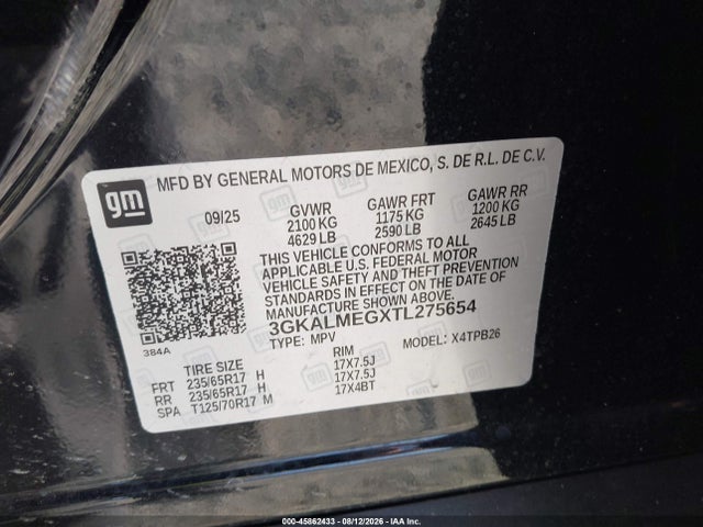 45862433 :رقم المزاد ، 3GKALMEGXTL275654 vin ، 2026 Gmc Terrain Fwd Elevation مزاد بيع