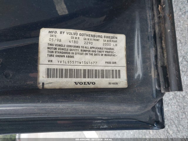 1998 Volvo S70 Gtas/gtms მანქანა იყიდება აუქციონზე, vin: YV1LS5571W1541677, აუქციონის ნომერი: 45862466