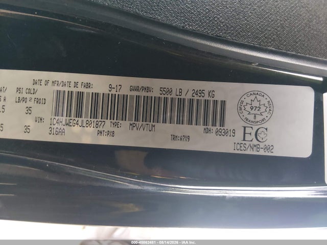 Продаж на аукціоні авто 2018 Jeep Wrangler Jk Unlimited Sahara, vin: 1C4HJWEG4JL801877, номер лоту: 45862481