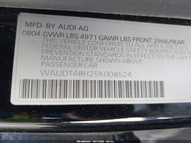 Продаж на аукціоні авто 2005 Audi A4 3.0, vin: WAUDT48H25K008524, номер лоту: 45862487