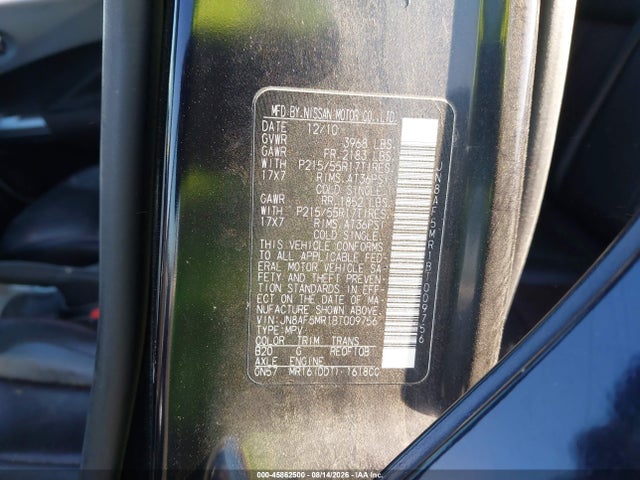 Aukcja sprzedaży 2011 Nissan Juke Sl, vin: JN8AF5MR1BT009756, numer aukcji: 45862500