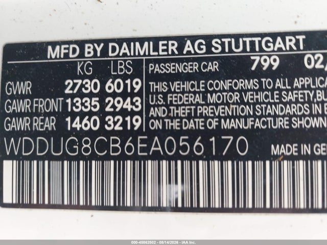 45862502 :رقم المزاد ، WDDUG8CB6EA056170 vin ، 2014 Mercedes-benz S 550 مزاد بيع