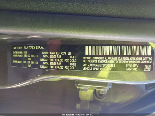 Aukcja sprzedaży 2018 Jeep Renegade Altitude Fwd, vin: ZACCJABB7JPG93188, numer aukcji: 45862548