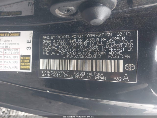 Aukcja sprzedaży 2011 Scion Tc, vin: JTKJF5C70B3000812, numer aukcji: 45862571
