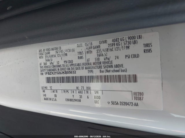 1FBZX2YG9JKB05632 Ford Transit-350 Xlt