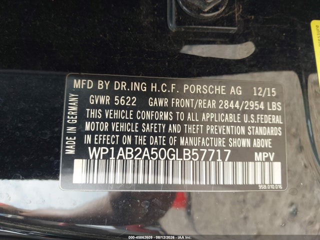 Продажа на аукционе авто 2016 Porsche Macan S, vin: WP1AB2A50GLB57717, номер лота: 45862609