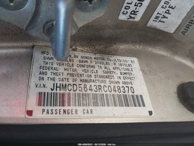 Продажа на аукционе авто 1994 Honda Accord Lx, vin: JHMCD5643RC048370, номер лота: 45862632