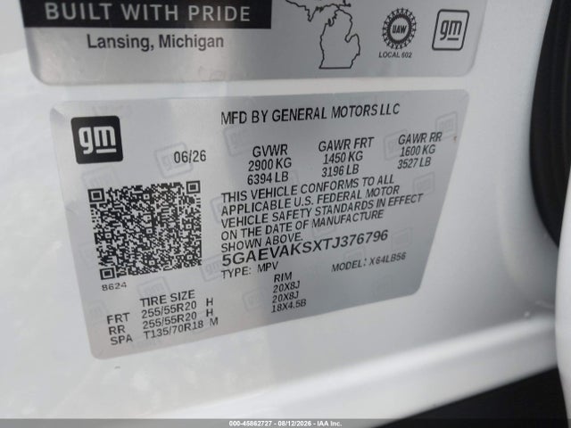 Продаж на аукціоні авто 2026 Buick Enclave Preferred Fwd, vin: 5GAEVAKSXTJ376796, номер лоту: 45862727