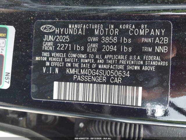 Aukcja sprzedaży 2025 Hyundai Elantra Sel Sport, vin: KMHLM4DG4SU050634, numer aukcji: 45862728
