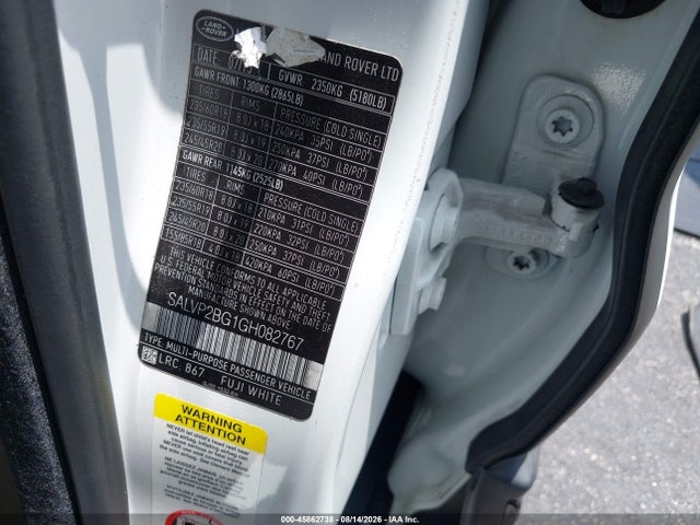 Продаж на аукціоні авто 2016 Land Rover Range Rover Evoque Se/se Premium, vin: SALVP2BG1GH082767, номер лоту: 45862738