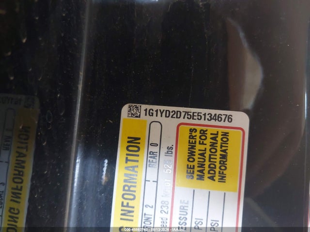 45862742 :رقم المزاد ، 1G1YD2D75E5134676 vin ، 2014 Chevrolet Corvette Stingray مزاد بيع