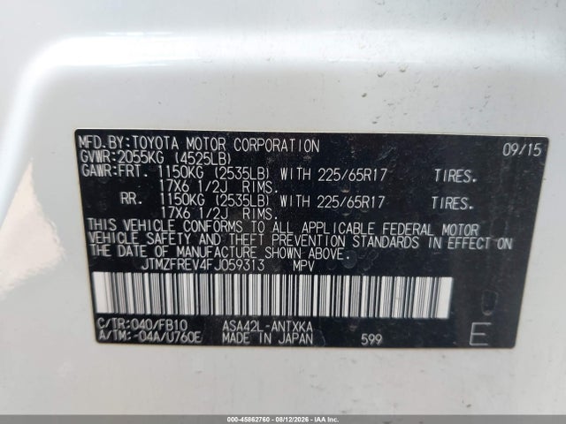 Toyota RAV4 LE 2015 JTMZFREV4FJ059313 Image 9