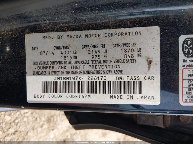Продаж на аукціоні авто 2015 Mazda Mazda3 I Grand Touring, vin: JM1BM1W7XF1226170, номер лоту: 45862777