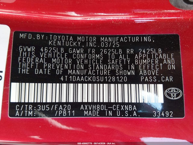 Toyota CAMRY LE 2025 4T1DAACK0SU128120 Image 9