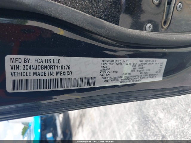 Aukcja sprzedaży 2024 Jeep Compass Latitude 4x4, vin: 3C4NJDBN0RT110176, numer aukcji: 45862833