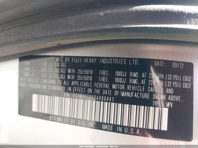 Aukcja sprzedaży 2013 Subaru Tribeca 3.6r Limited, vin: 4S4WX9GD5D4400441, numer aukcji: 45862907