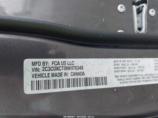 2022 Dodge Charger R/t მანქანა იყიდება აუქციონზე, vin: 2C3CDXCT0NH170348, აუქციონის ნომერი: 45862917