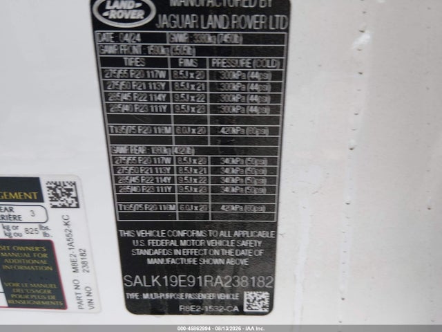 SALK19E91RA238182 Land Rover Range Rover P530 Autobiography